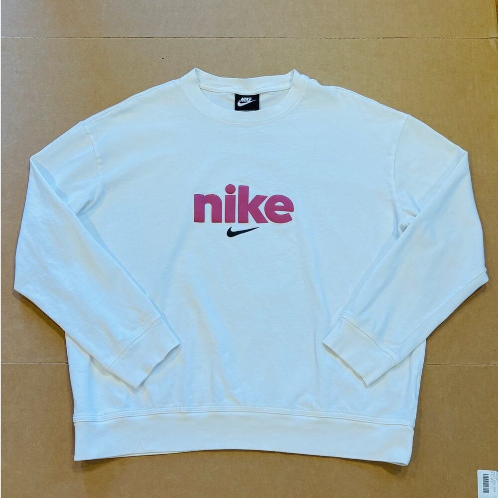 Nike T Shirt Shirt Womens XL White Crew Neck Pullover Long Sleeve Gorpcore *READ